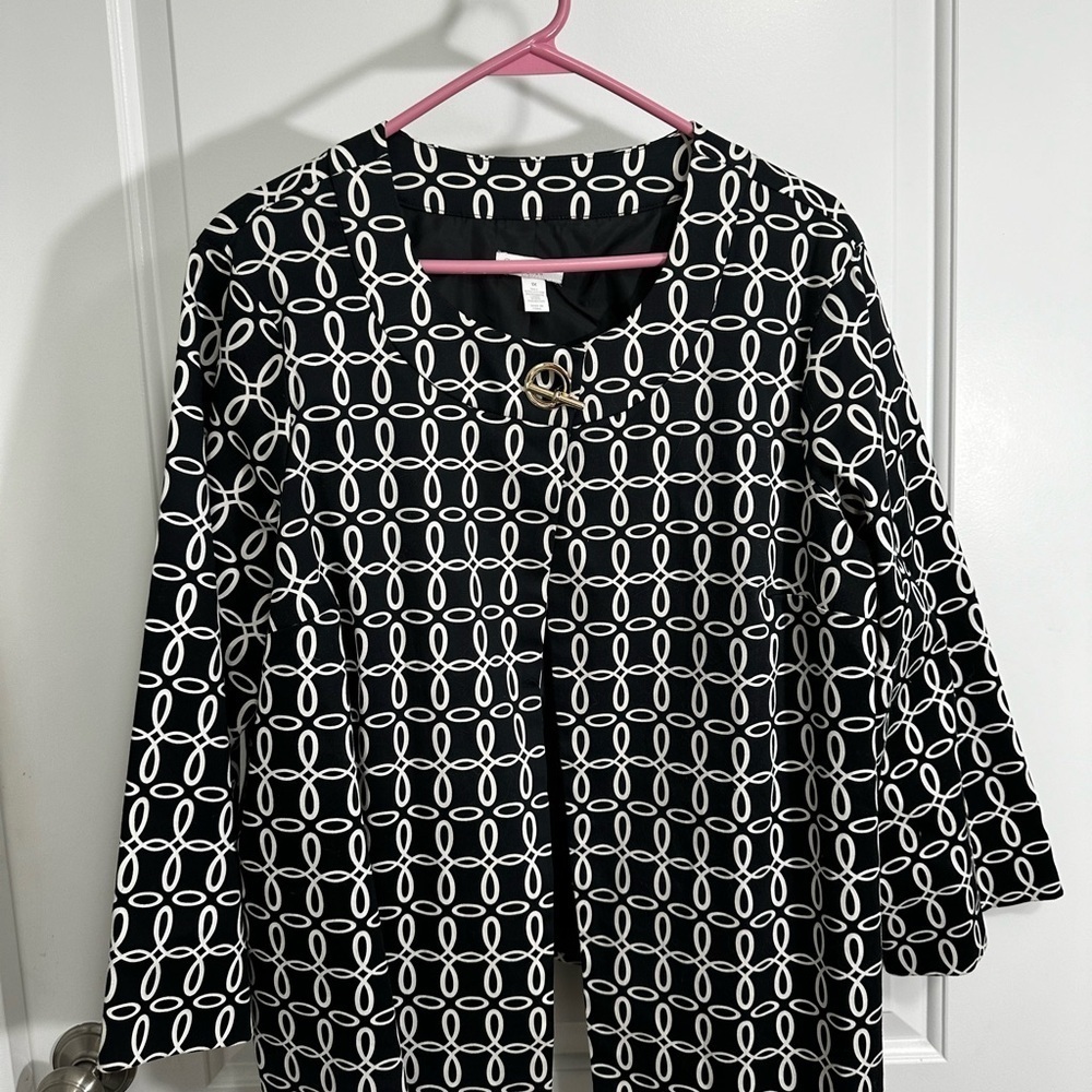 Charter Club Lined Jacket Size 1X Black and White